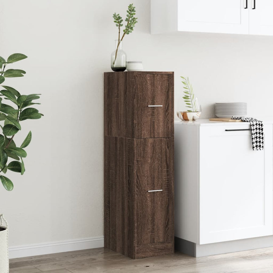 Apothekerskast 30x41x118 cm bewerkt hout bruin eikenkleurig