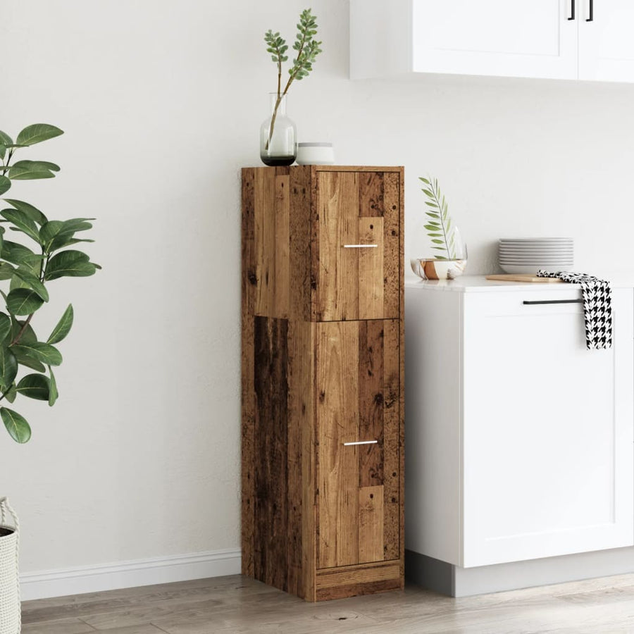 Apothekerskast 30x41x118 cm bewerkt hout oud houtkleurig