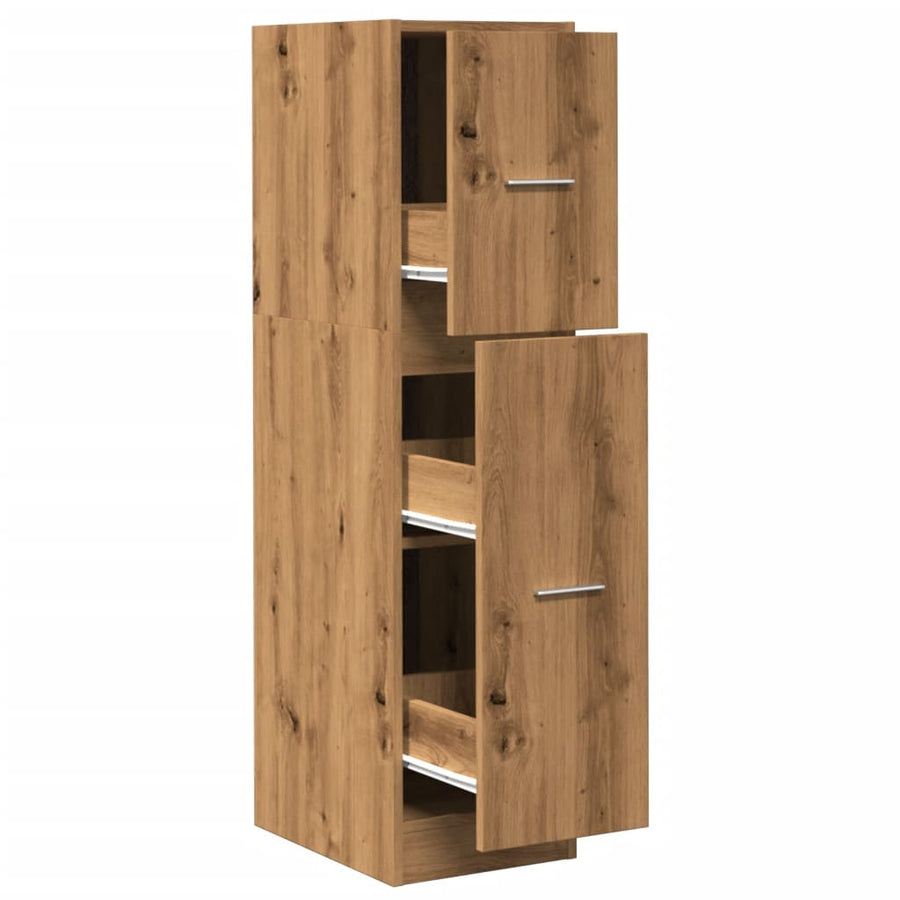 Apothekerskast 30x41x118 cm bewerkt hout artisanaal eikenkleur