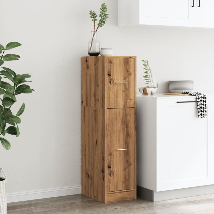 Apothekerskast 30x41x118 cm bewerkt hout artisanaal eikenkleur