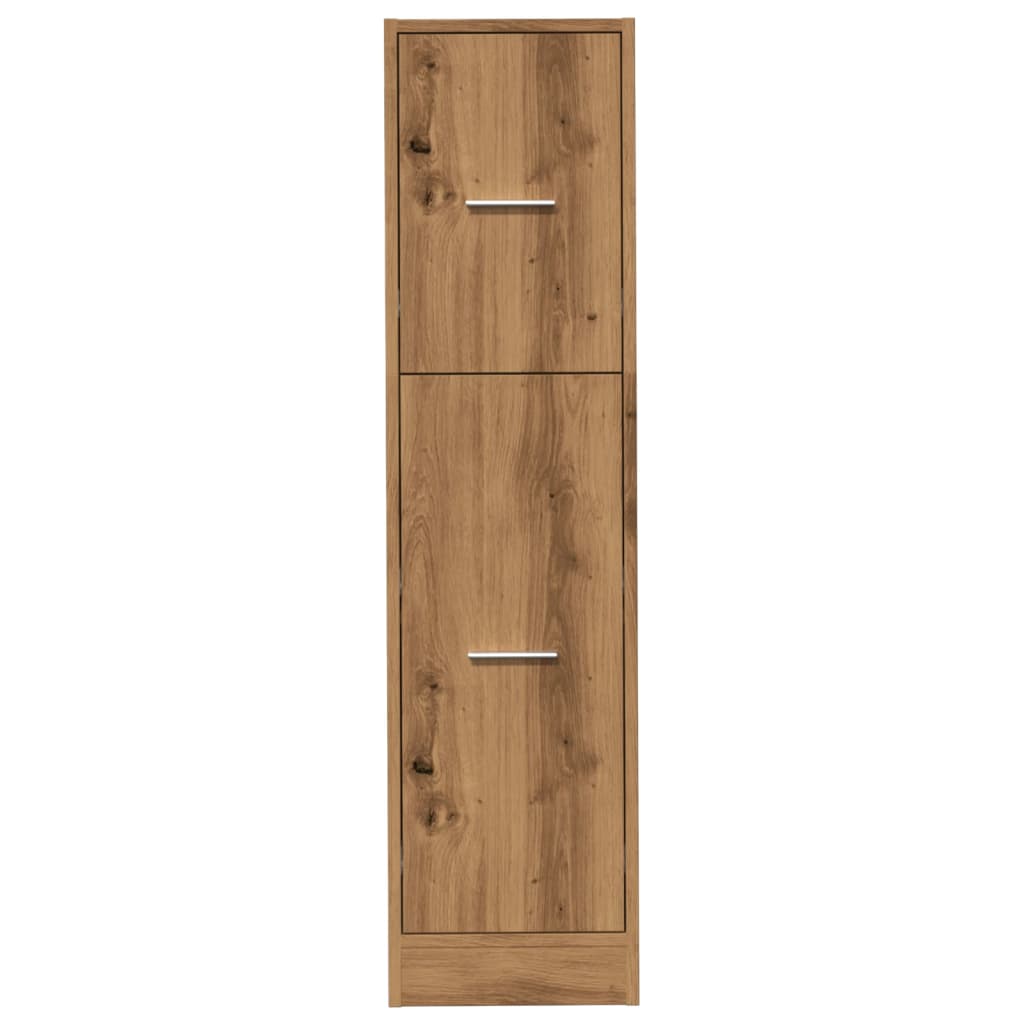 Apothekerskast 30x41x118 cm bewerkt hout artisanaal eikenkleur
