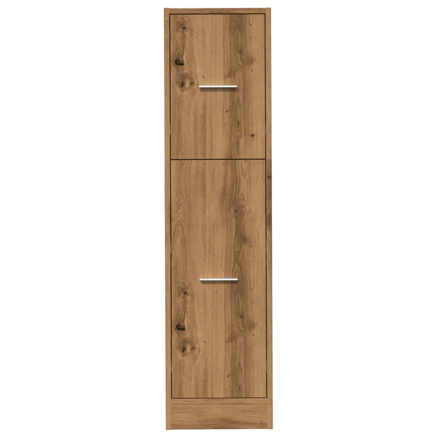 Apothekerskast 30x41x118 cm bewerkt hout artisanaal eikenkleur