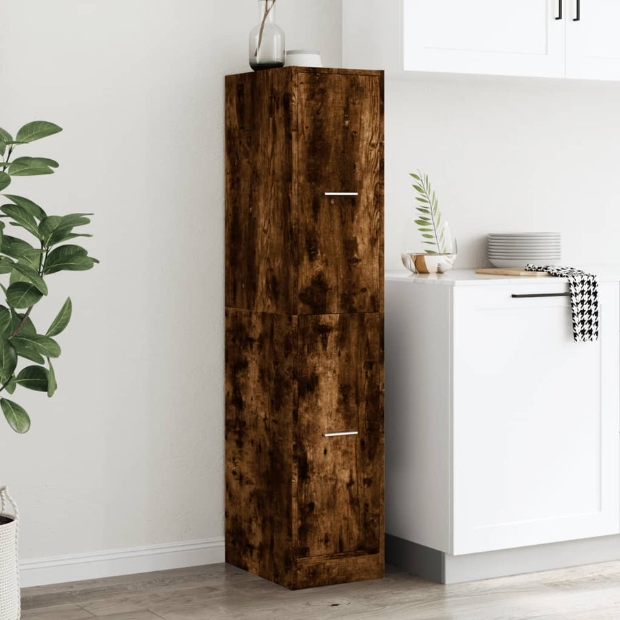 Apothekerskast 30x41x144,5 cm bewerkt hout gerookt eikenkleurig