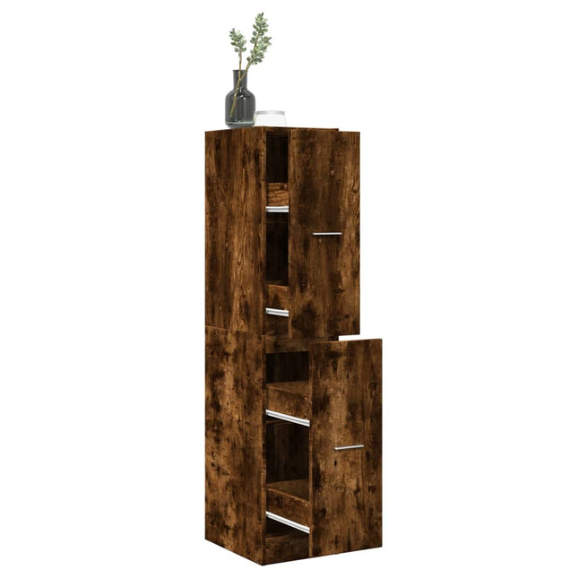 Apothekerskast 30x41x144,5 cm bewerkt hout gerookt eikenkleurig