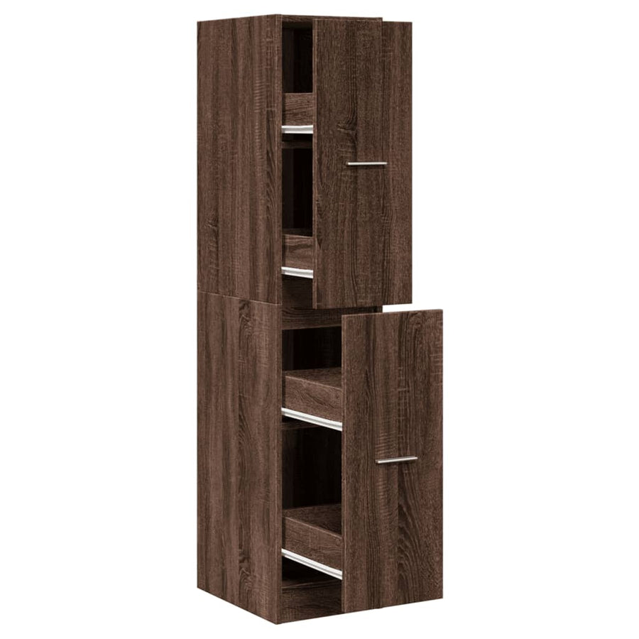 Apothekerskast 30x41x144,5 cm bewerkt hout bruin eikenkleurig