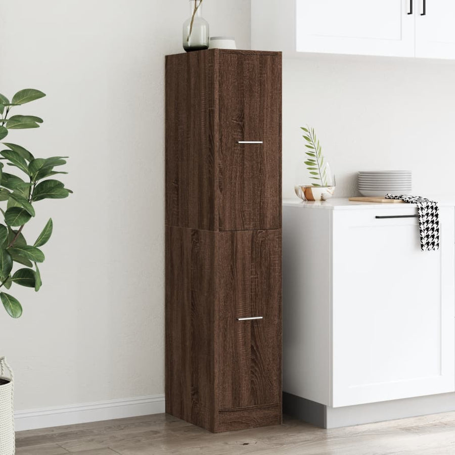 Apothekerskast 30x41x144,5 cm bewerkt hout bruin eikenkleurig