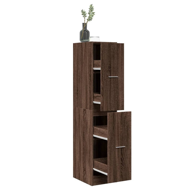 Apothekerskast 30x41x144,5 cm bewerkt hout bruin eikenkleurig