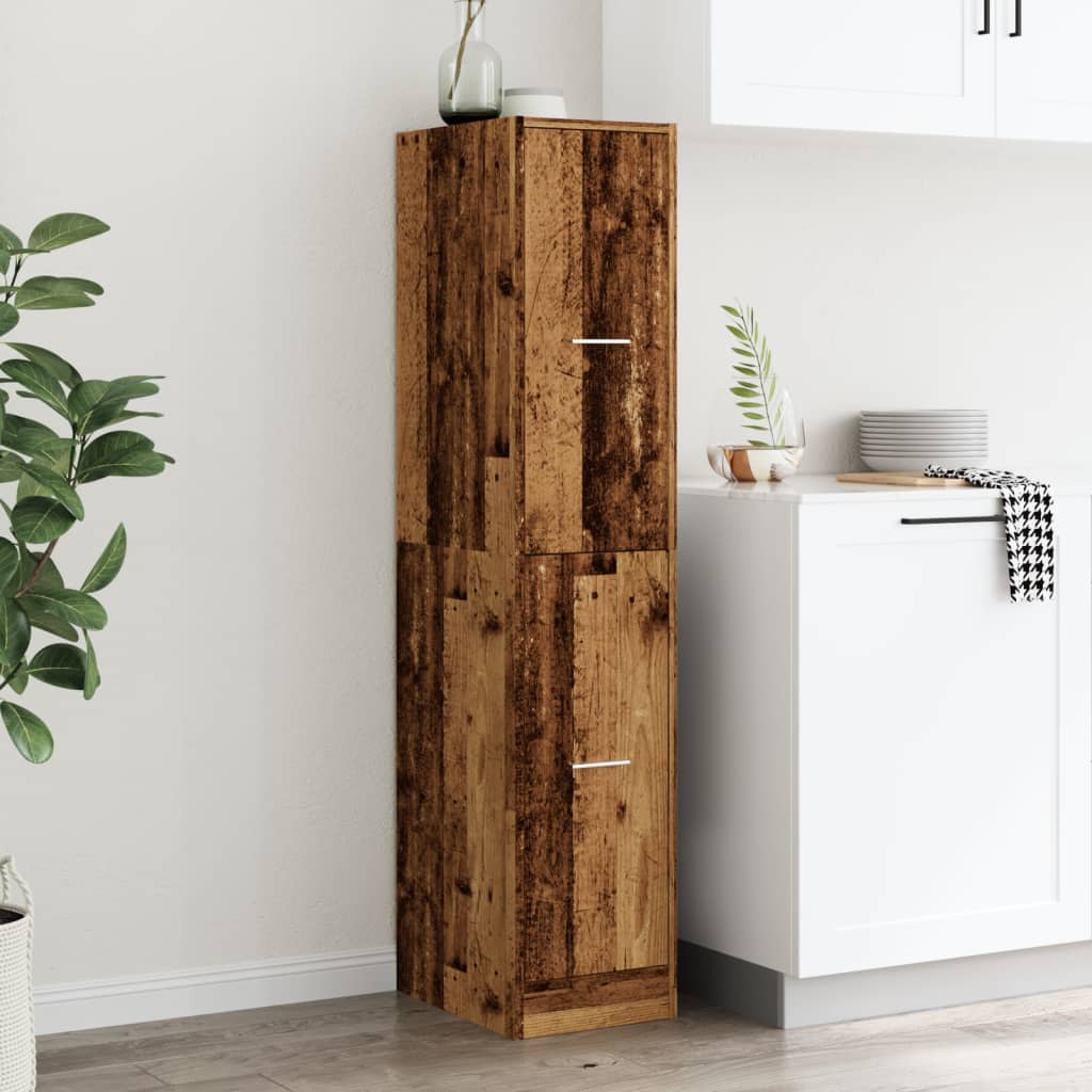 Apothekerskast 30x41x144,5 cm bewerkt hout oud houtkleurig
