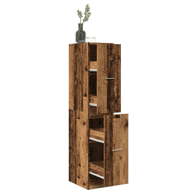 Apothekerskast 30x41x144,5 cm bewerkt hout oud houtkleurig