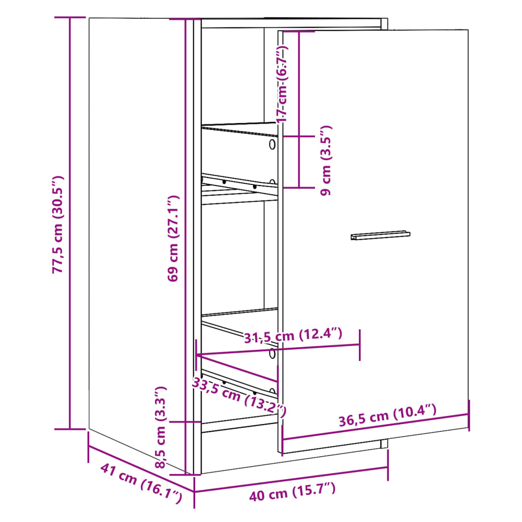 Apothekerskast 40x41x77,5 cm bewerkt hout sonoma eikenkleurig