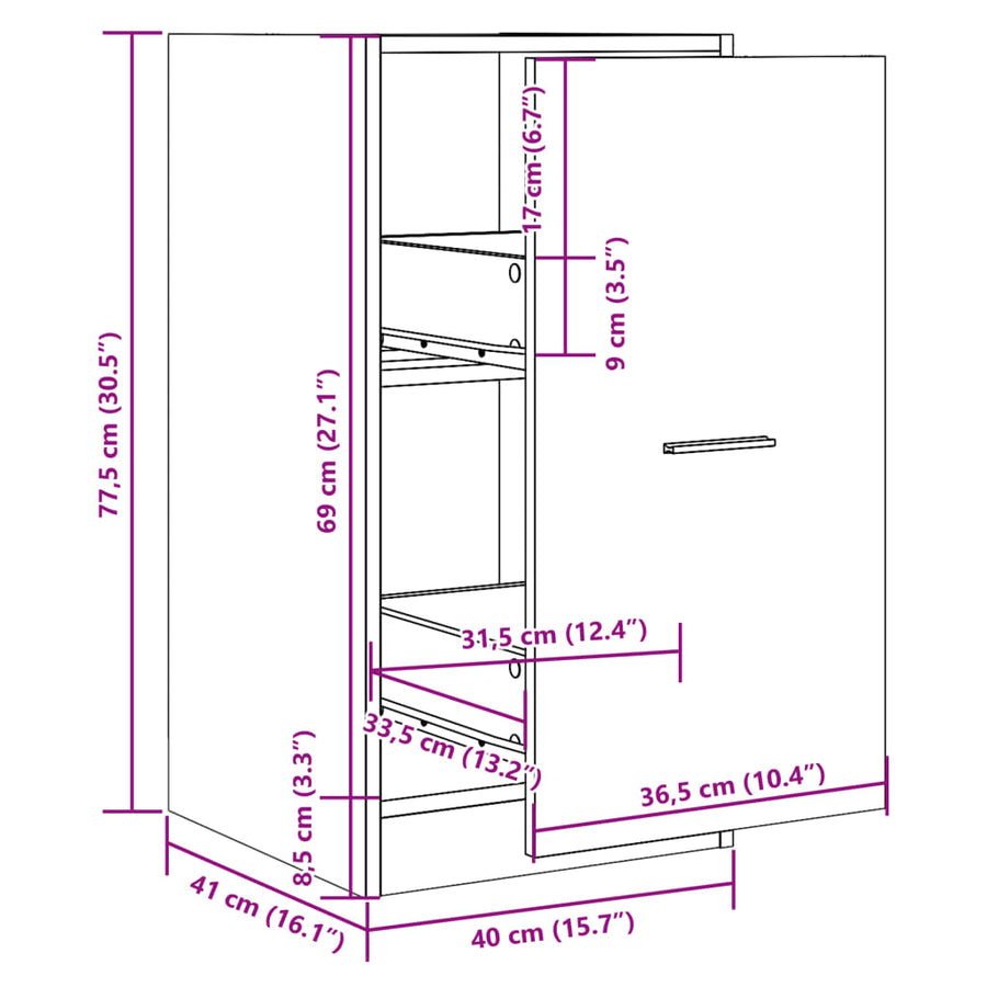 Apothekerskast 40x41x77,5 cm bewerkt hout betongrijs