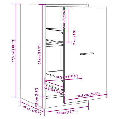Apothekerskast 40x41x77,5 cm bewerkt hout artisanaal eikenkleur