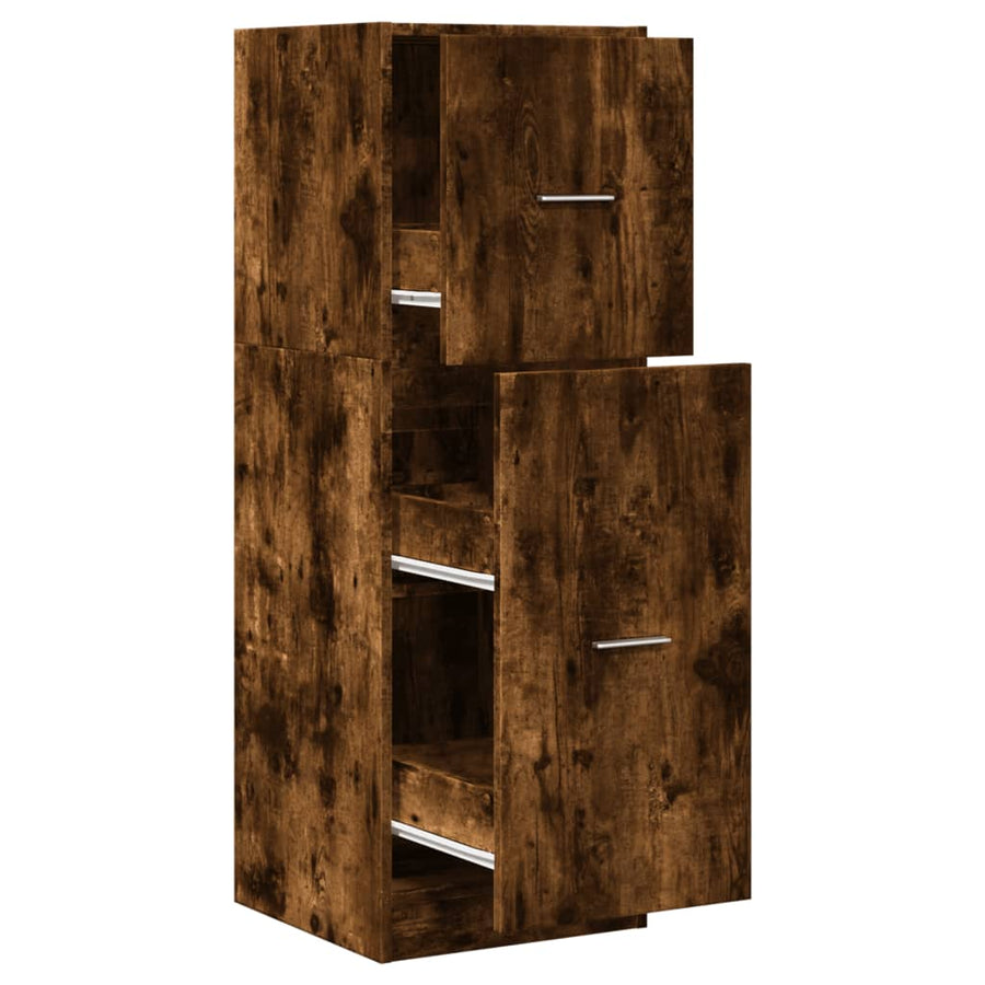 Apothekerskast 40x41x118 cm bewerkt hout gerookt eikenkleurig