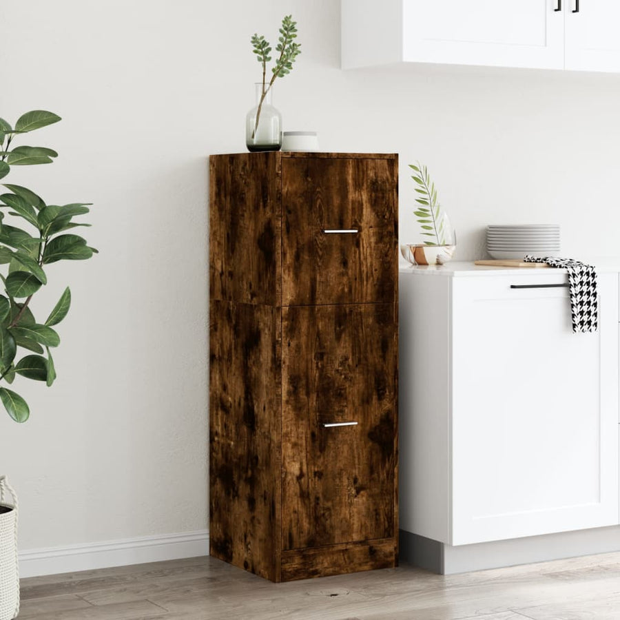 Apothekerskast 40x41x118 cm bewerkt hout gerookt eikenkleurig