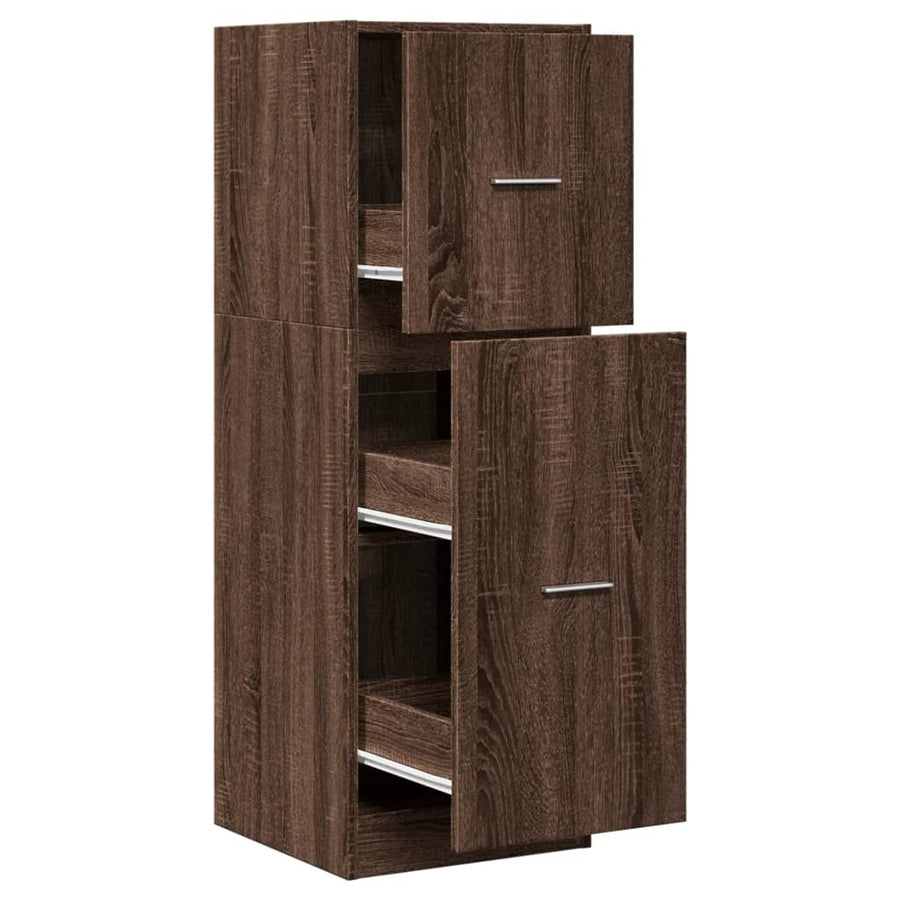 Apothekerskast 40x41x118 cm bewerkt hout bruin eikenkleurig