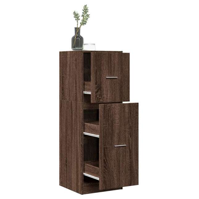 Apothekerskast 40x41x118 cm bewerkt hout bruin eikenkleurig