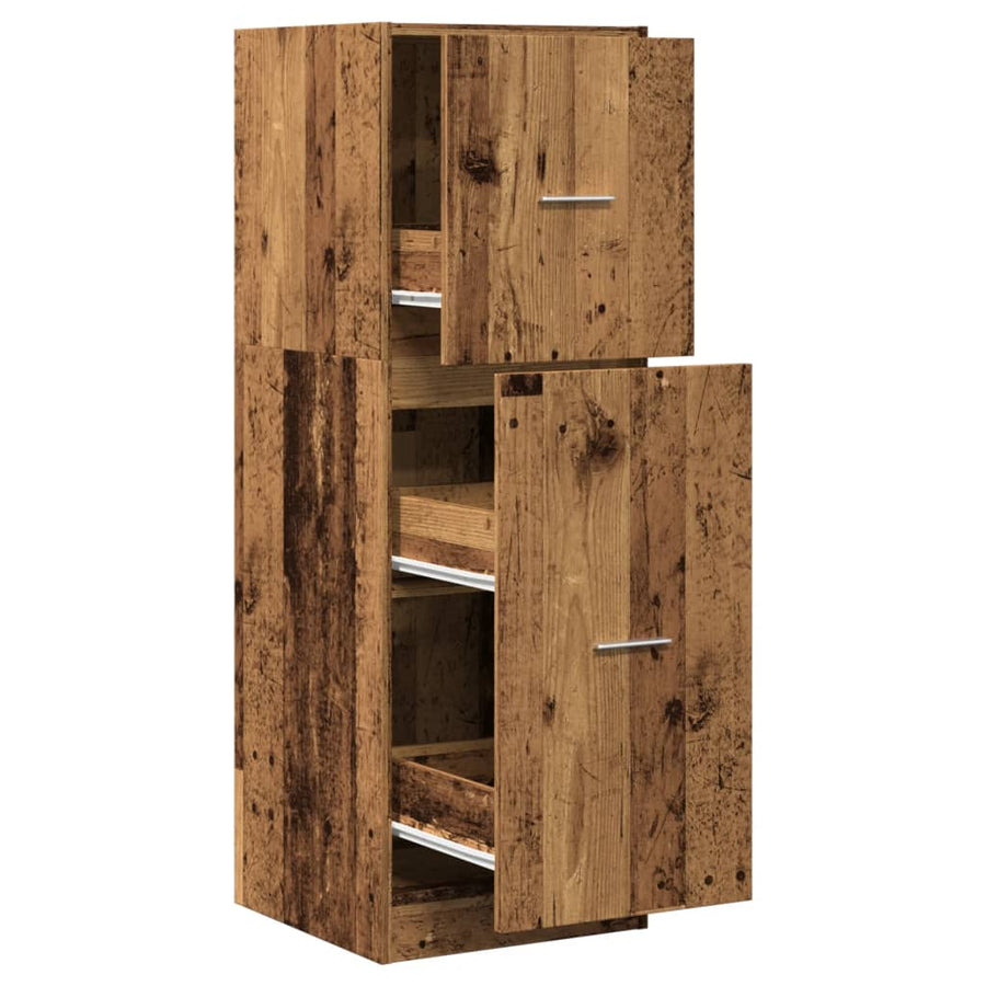 Apothekerskast 40x41x118 cm bewerkt hout oud houtkleurig