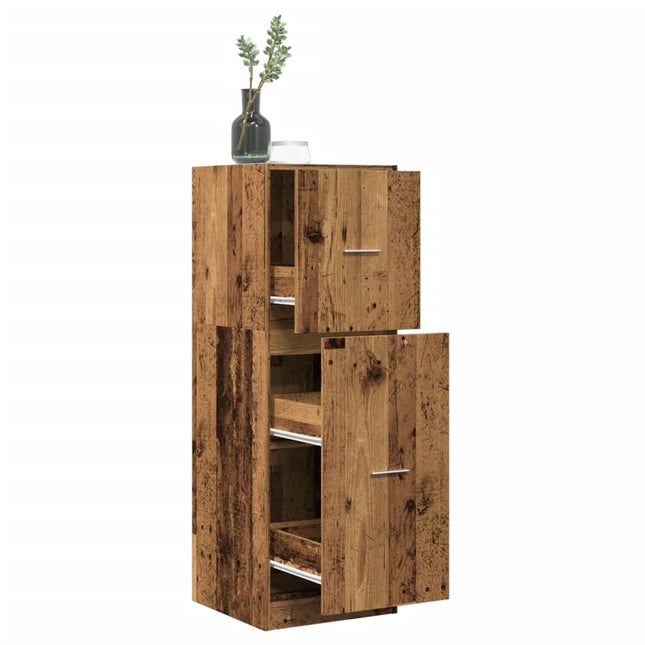 Apothekerskast 40x41x118 cm bewerkt hout oud houtkleurig