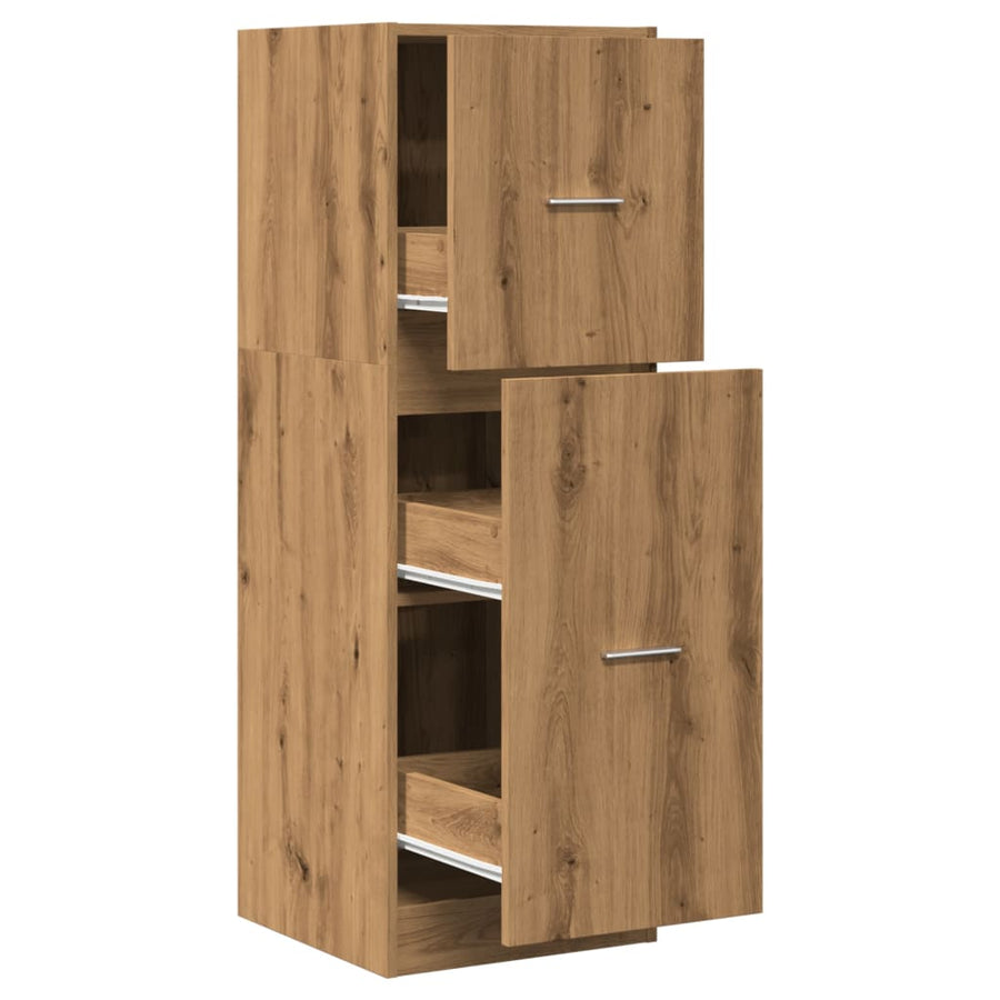 Apothekerskast 40x41x118 cm bewerkt hout artisanaal eikenkleur