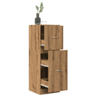 Apothekerskast 40x41x118 cm bewerkt hout artisanaal eikenkleur