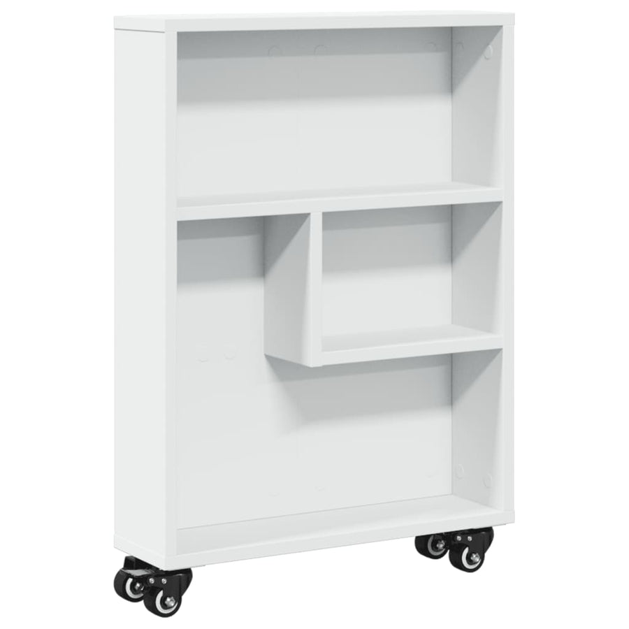 Opbergtrolley smal 48x13x68 cm bewerkt hout wit