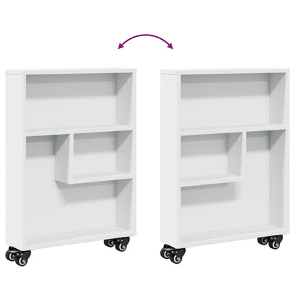 Opbergtrolley smal 48x13x68 cm bewerkt hout wit