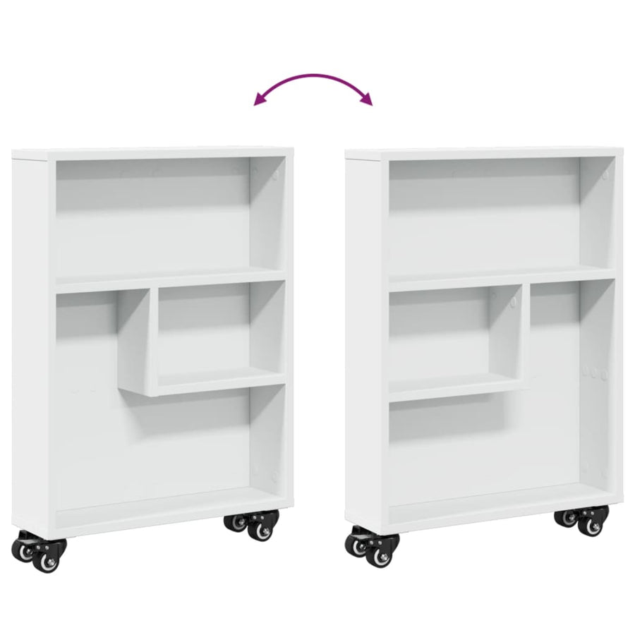 Opbergtrolley smal 48x13x68 cm bewerkt hout wit