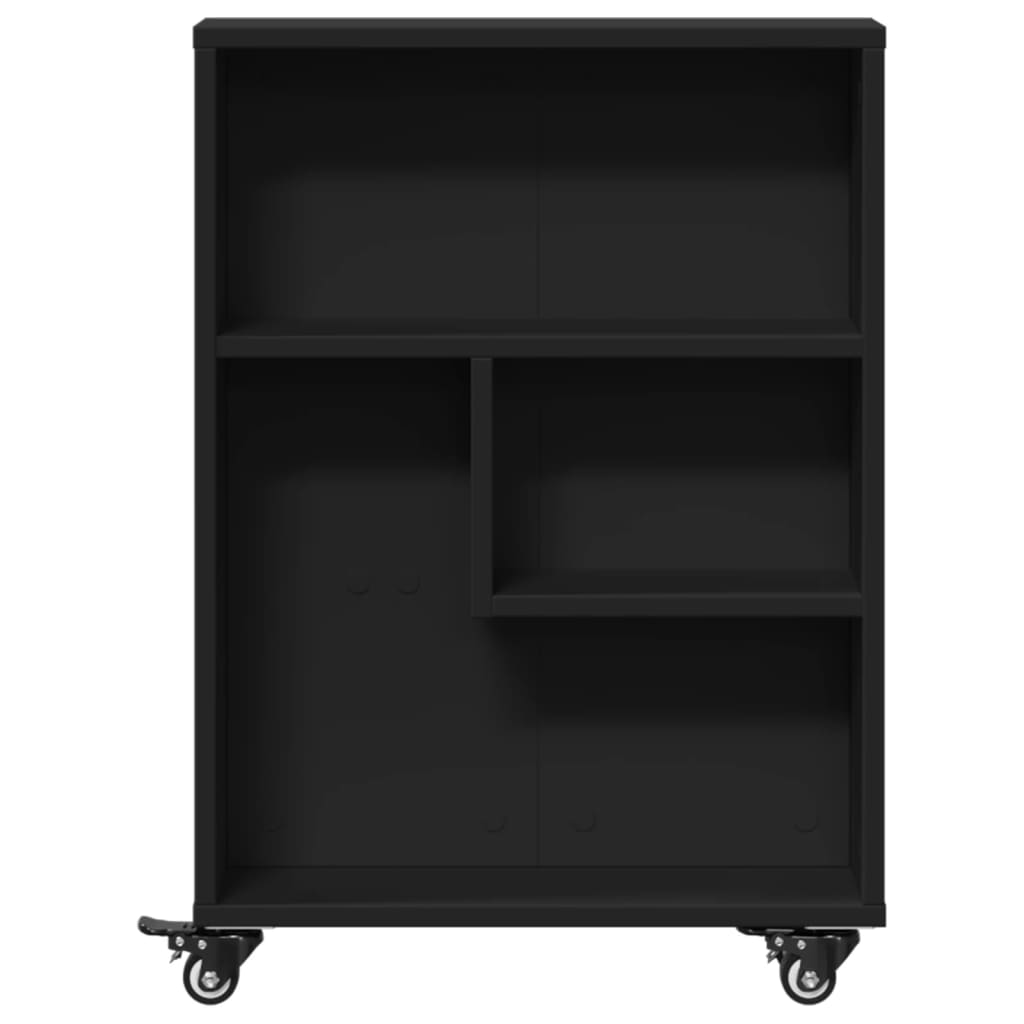 Opbergtrolley smal 48x13x68 cm bewerkt hout zwart