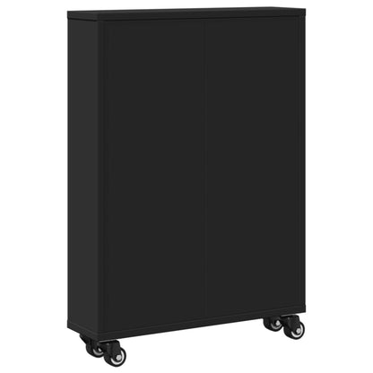 Opbergtrolley smal 48x13x68 cm bewerkt hout zwart