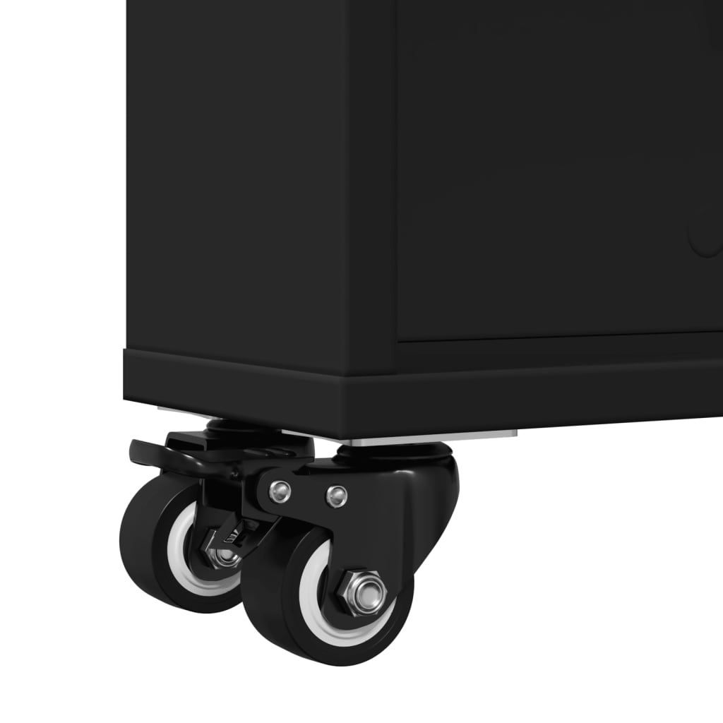 Opbergtrolley smal 48x13x68 cm bewerkt hout zwart