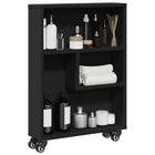Opbergtrolley smal 48x13x68 cm zwart bewerkt hout