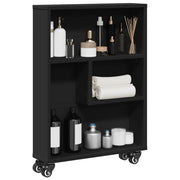 Opbergtrolley smal 48x13x68 cm zwart bewerkt hout