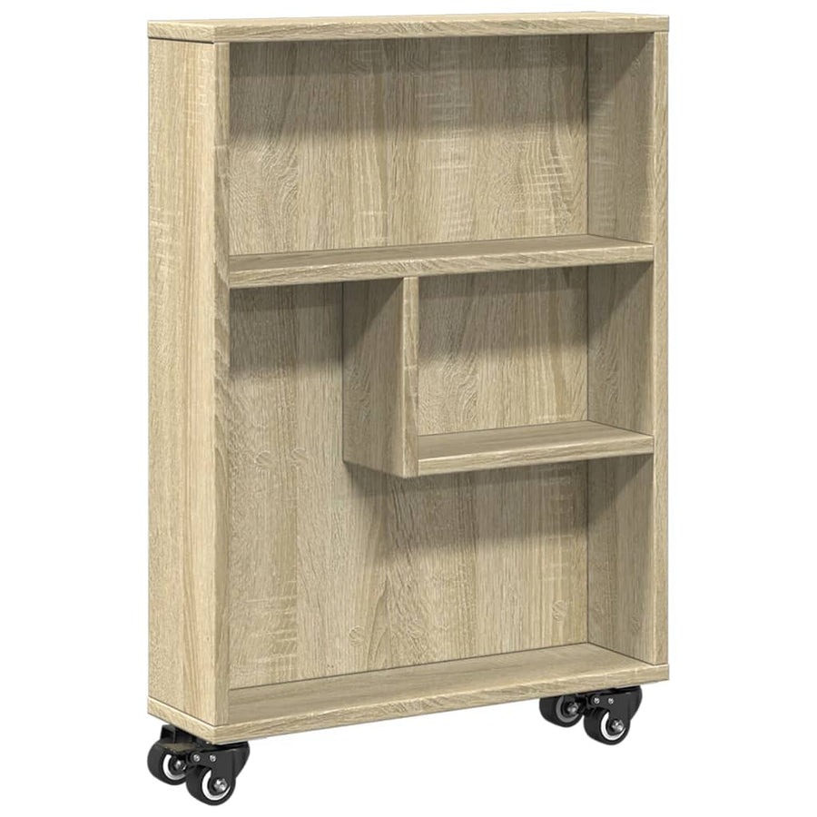 Opbergtrolley smal 48x13x68 cm bewerkt hout sonoma eikenkleurig