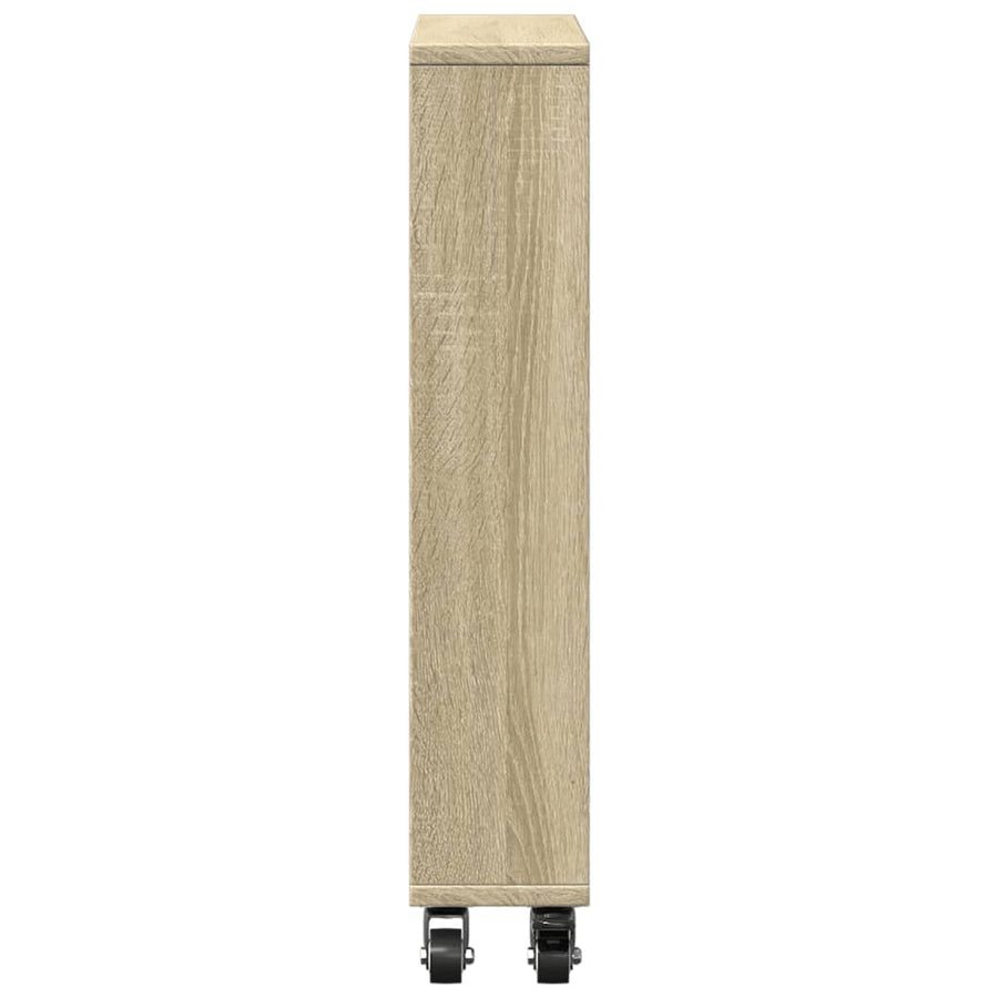 Opbergtrolley smal 48x13x68 cm bewerkt hout sonoma eikenkleurig