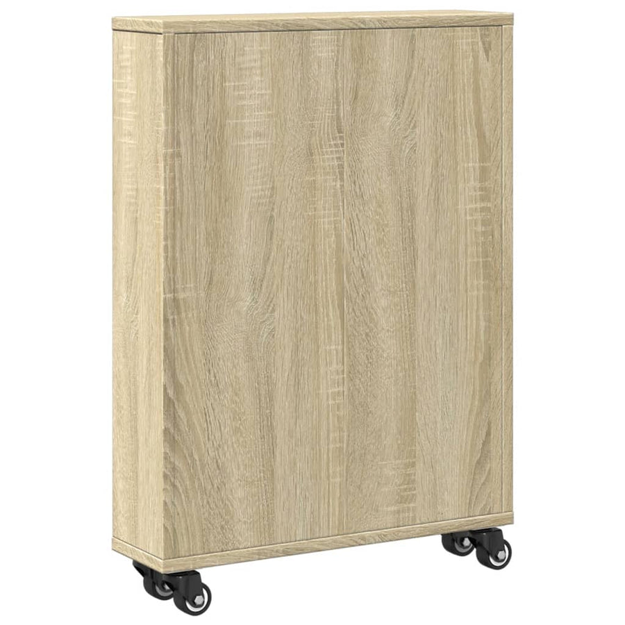 Opbergtrolley smal 48x13x68 cm bewerkt hout sonoma eikenkleurig