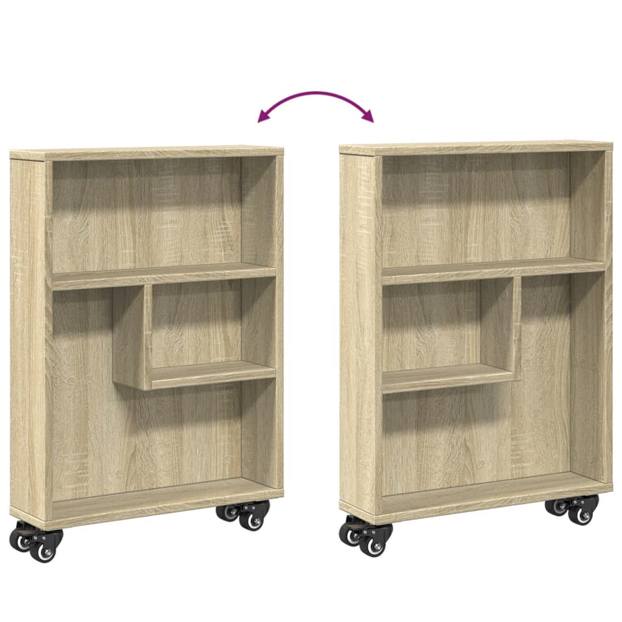 Opbergtrolley smal 48x13x68 cm bewerkt hout sonoma eikenkleurig