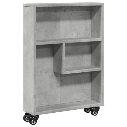 Opbergtrolley smal 48x13x68 cm bewerkt hout betongrijs