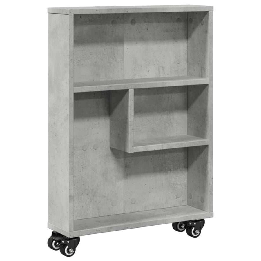 Opbergtrolley smal 48x13x68 cm bewerkt hout betongrijs
