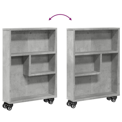 Opbergtrolley smal 48x13x68 cm bewerkt hout betongrijs