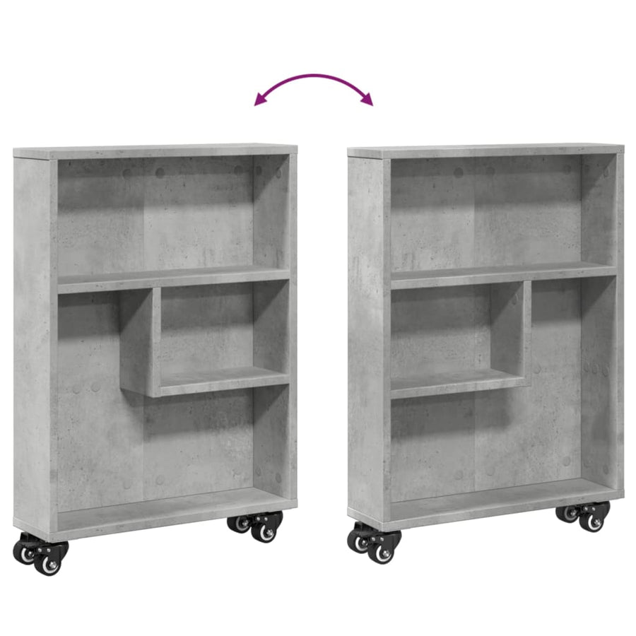 Opbergtrolley smal 48x13x68 cm bewerkt hout betongrijs