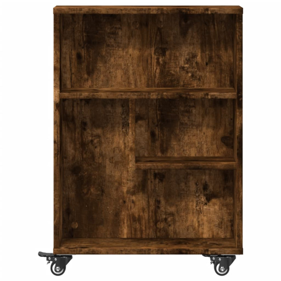 Opbergtrolley smal 48x13x68 cm bewerkt hout gerookt eikenkleur