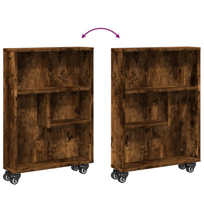 Opbergtrolley smal 48x13x68 cm bewerkt hout gerookt eikenkleur