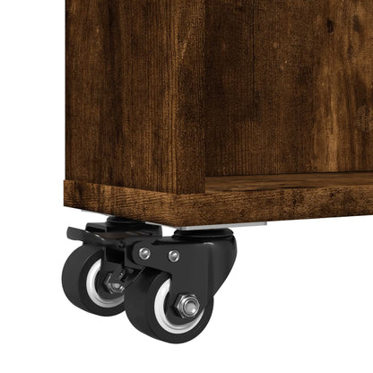 Opbergtrolley smal 48x13x68 cm bewerkt hout gerookt eikenkleur