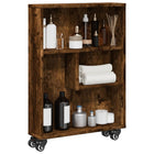 Opbergtrolley smal 48x13x68 cm bewerkt hout gerookt eiken