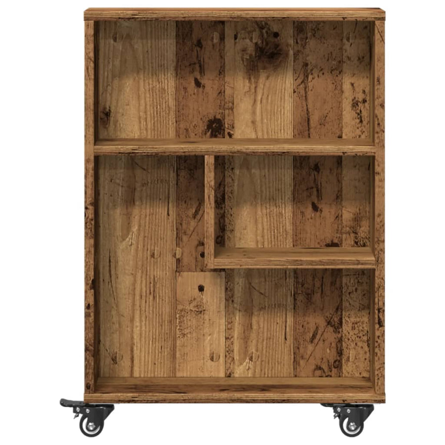 Opbergtrolley smal 48x13x68 cm bewerkt hout oud houtkleurig