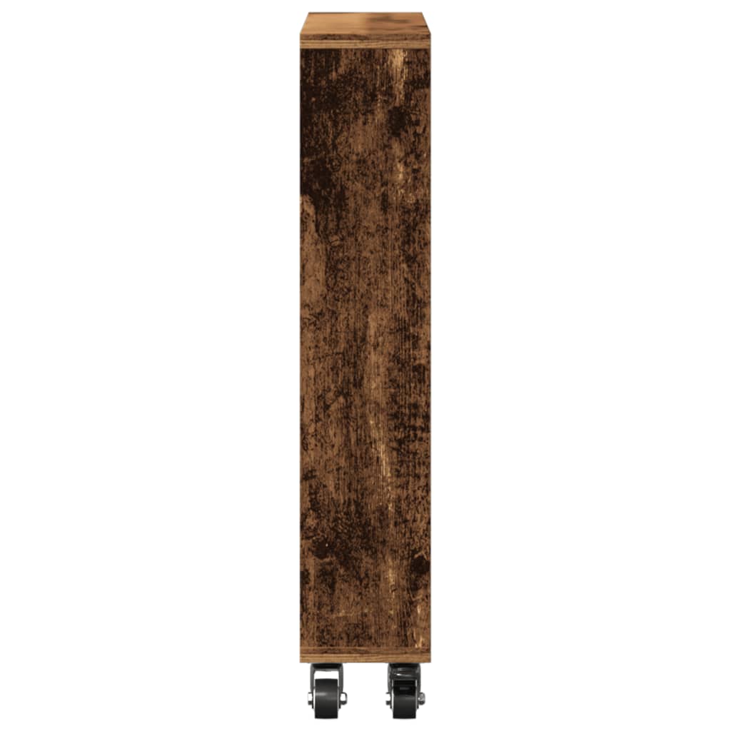Opbergtrolley smal 48x13x68 cm bewerkt hout oud houtkleurig