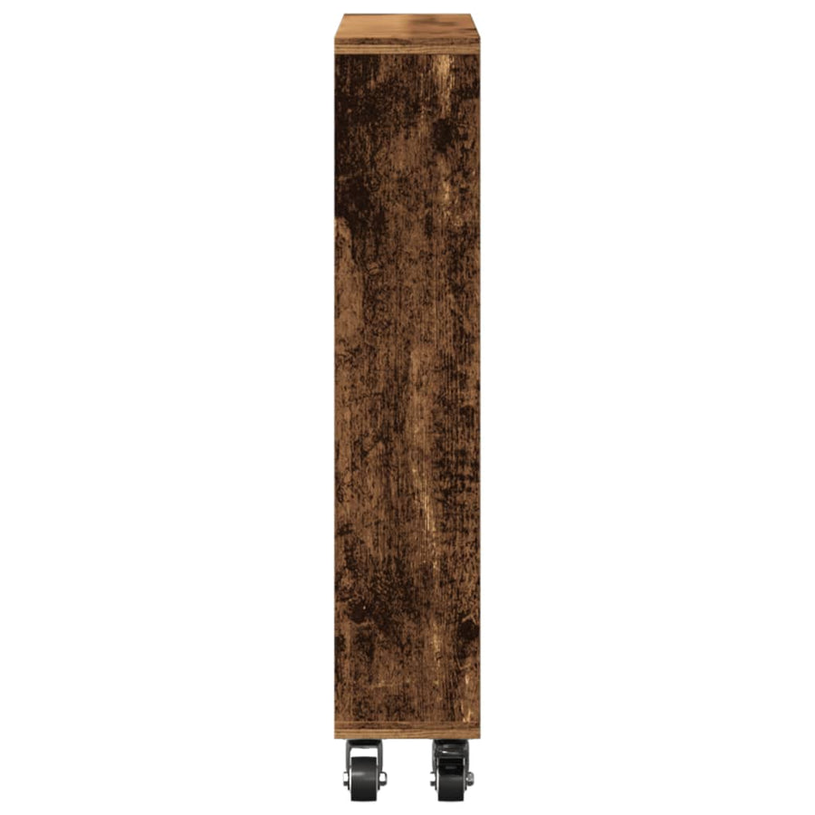 Opbergtrolley smal 48x13x68 cm bewerkt hout oud houtkleurig