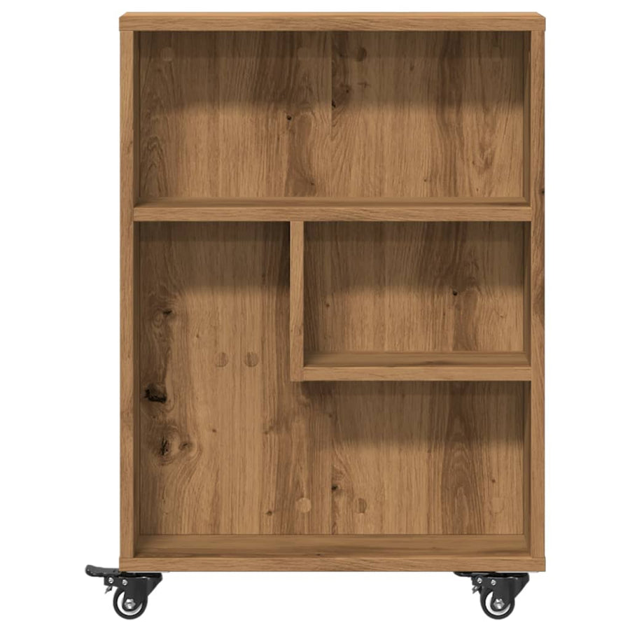 Opbergtrolley smal 48x13x68 cm bewerkt hout artisanaal eiken