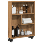 Opbergtrolley smal 48x13x68 cm bewerkt hout eiken