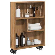 Opbergtrolley smal 48x13x68 cm bewerkt hout eiken